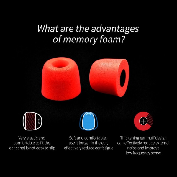 3 par ørepropper Memory Foam Eartips BLÅ blue