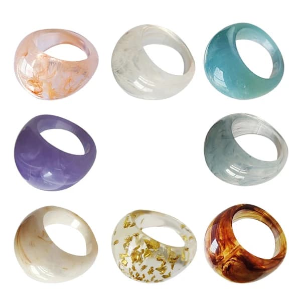 8 stk Akryl Pekefingerringer for kvinner Chunky Statement Resin Knoker 3x 3x
