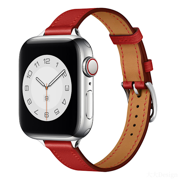 Läderarmband för Apple Watch band 44mm 45mm 42mm 41mm 40mm 38mm Single Tour klockarmband armband iWatch serie 3 4 5 6 SE 7 band Slim röd Slim red For 42mm 44mm 45mm