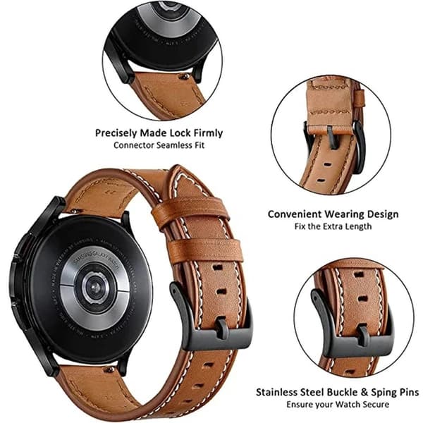 22 mm brun PU-læder urrem, quick release - til Garmin, Seiko, Fossil, smartwatches