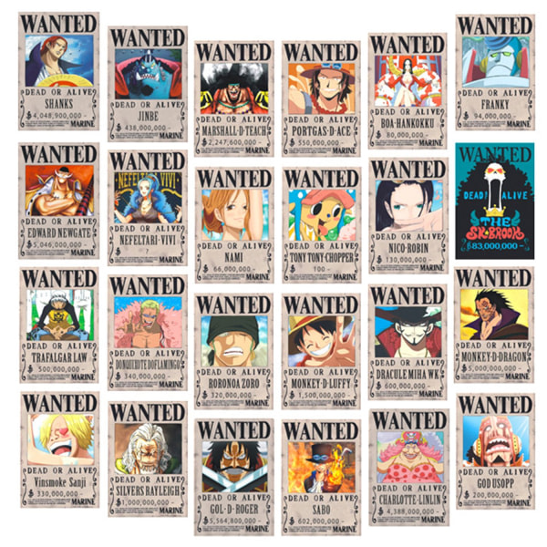 24 st Anime Plakat One Piece Type 1 (29 x13 CM) Type 1 (29 x13 CM)