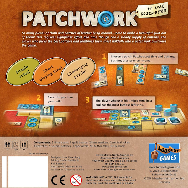 Mayfair Games Patchwork Strategispil, 2 spillere