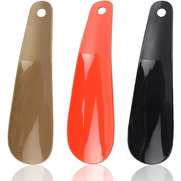 3 ST Skohorn, 16 cm plastskohorn for män eldre kvinner, små reseskohorn for universal skor, svart guldrød