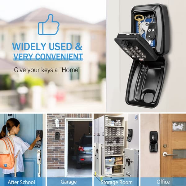 High Security Key Lock Box, Waterproof and Weatherproof, Resettable 12 Digit Code for Secure Storage, Aluminum Alloy Material, Indoor & Outdoor