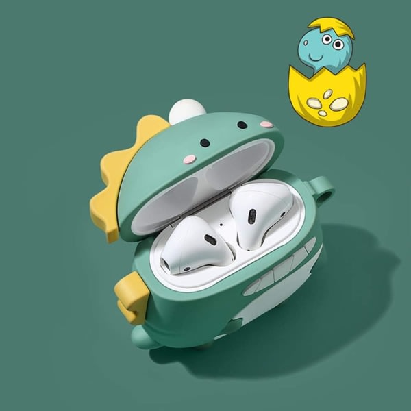 Yhteensopiva Airpods-kotelon kanssa, silikoni 3D söpö eläin dinosaurus hauska sarjakuvahahmo Airpod-kansi, Kawaii hauska muoti viileä muotoilu