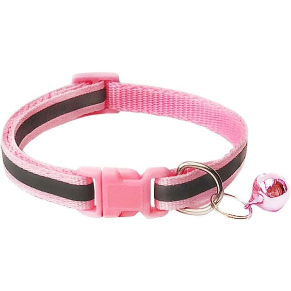 2-pack tassavtryck och reflekterande katthalsband med klocka Basic hundkatthalsband Spänne justerbar polyester katt hundrosa