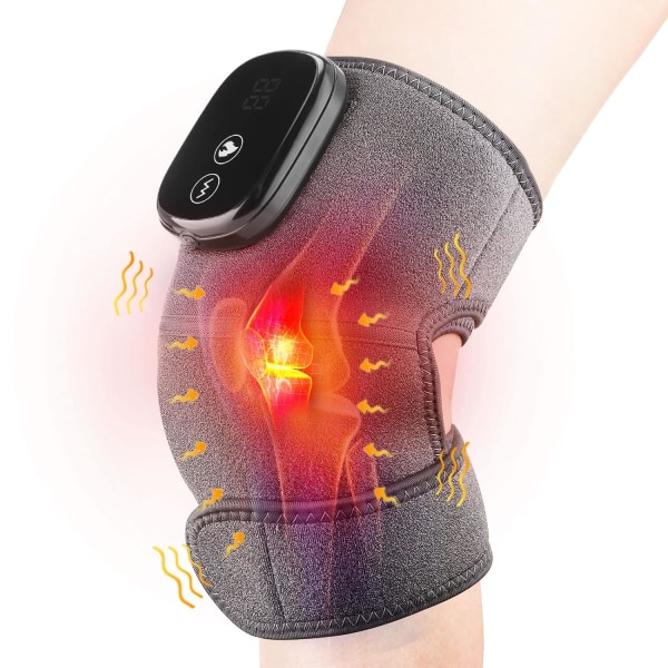 Knämassageapparat Uppvärmt knästöd, 3 justerbara vibrationer Massage- och uppvärmningslägen för armbåge, axel, ben, knän, artrit pessimistic