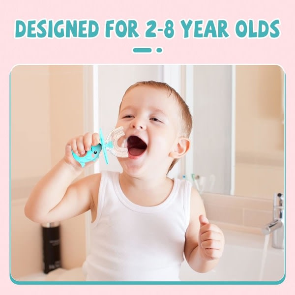 U-muotoinen tandborste för barn med mjukt silikonborsthuvud av livsmedelskvalitet