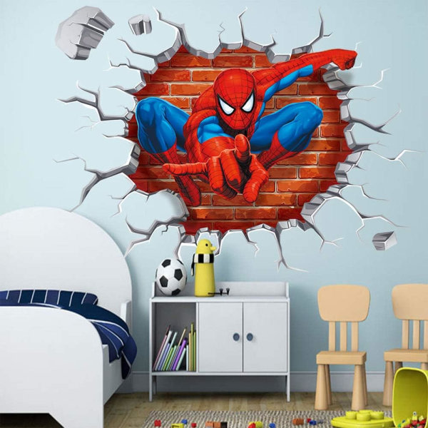 Spiderman väggklistermærken DIY Avtagbara Spiderman barntema konst Pojkrum väggdekal Sovrum barnkammare lekrum dekoration väggdekor szq