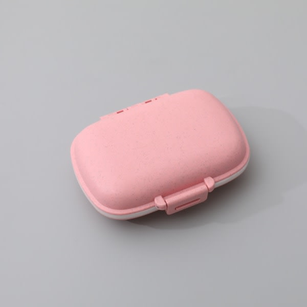 1 x Resepillerbox (rosa), 8 fack, portabel lille tablettbox for håndvæska, mediciner, vitaminer, rosa CDQ