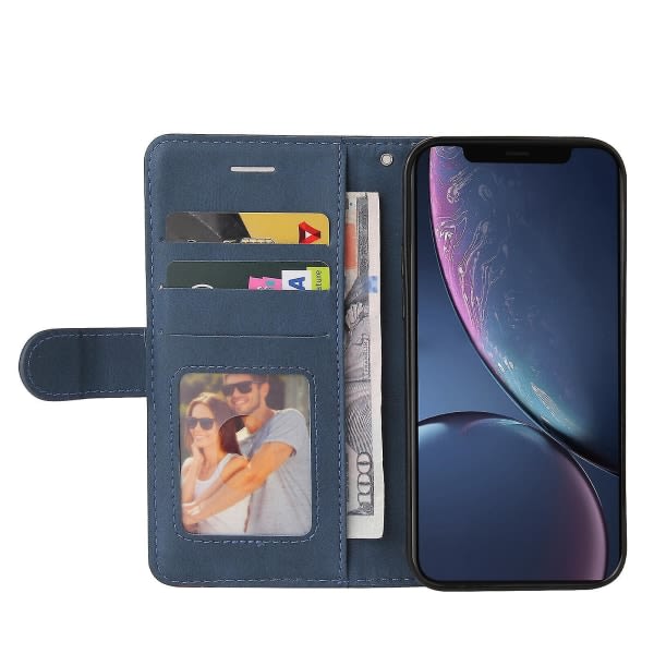 Yhteensopiva Iphone 12 Case Kort Pu Hållare Läder Cuir Plånbok Flip Cover - Sininen null none