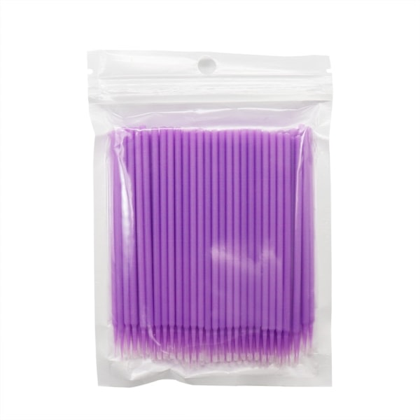 100-Pack Micro Brushes Engangsborstar for øjenfransapplikator D lys lilla