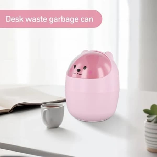 16x12.5cm Desktop Container, Small Desktop Trash Can with Lid, Mini Removable Cute Pen Holder, Cute Trash Can, Pla
