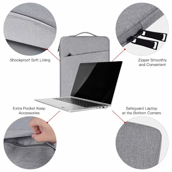 INF Laptop Sleeve 14,1 tommer/15,4 tommer lærred Grå Grå Grå