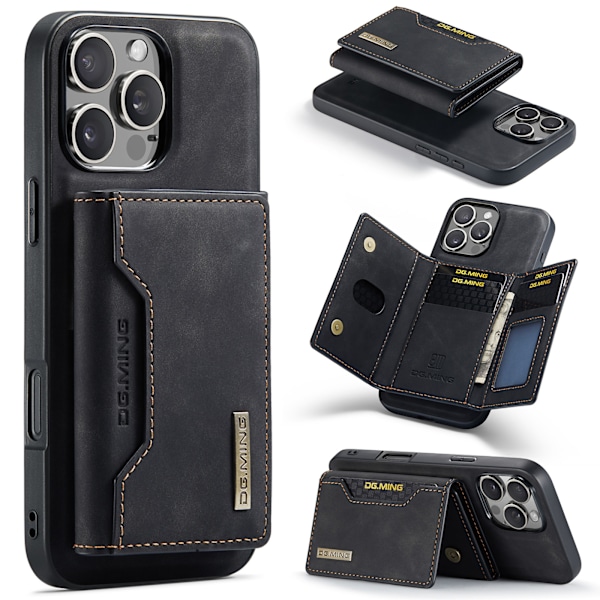 Påskerabat! Høj kvalitets magnetisk iPhone-cover med kortlomme, magnetisk delt mobilcover Kombination-Sort Kombination-Sort Combination-Black IP15 Plus