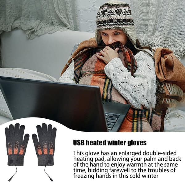 Opvarmede handsker, elektriske handsker, varme cykelhandsker til vinter, niveau 3 varme skihandsker, 23 x 13 x 8 cm, USB, grå