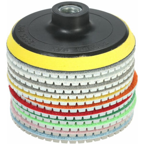 CDQ 11 stk 4 tommers diamant våtslipeputer slipeskive + 1 stk støtteplate for granitt marmor stein keramiske fliser Betong