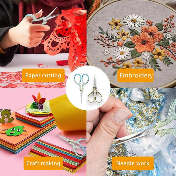 Broderisakser Små håndverkssakser i rustfritt stål for søm Trening Håndarbeid Håndverksklipp (2 stk, flerfarget) zdq