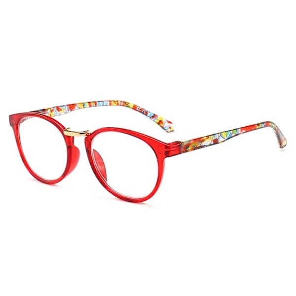 Red Patterned Round Oval Reading Glasses Strength 3.0 Glasses Red Red red