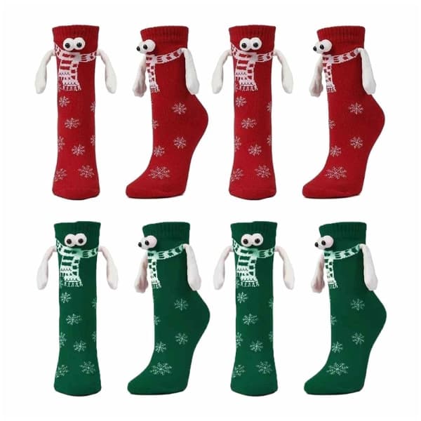 Julstrumpor Hand i Hand Håll Händer Strumpor Par Magnetiska Handstrumpor 4-pack