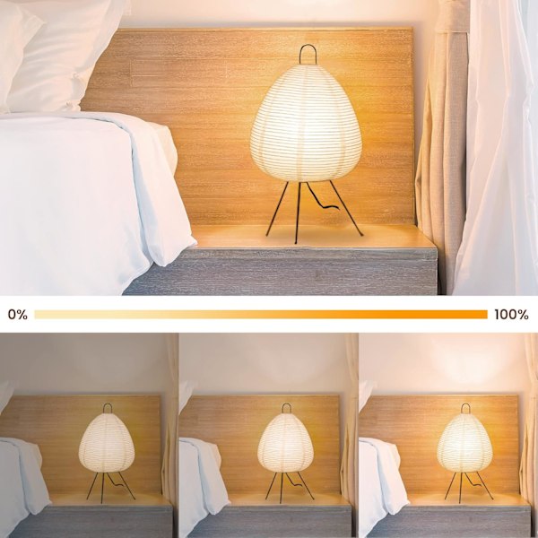 Nogy• Akari Noguchi Dimbar Japansk Papirlampe • Koselig Japandi Stil Papirlampe • Lyktlampe • Japansk Papirlampe Lys • Ris Papir Table Lamp