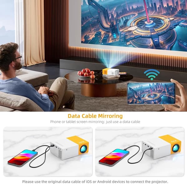 Mini Projector - Full - Outdoor Movie Projector - Compatible - with - HDMI - USB - Audio - Remote Control.