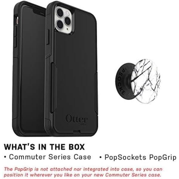Bundle OTTERBOX COMMUTER SERIES Case för iPhone 11 Pro Max - (SVART) + PopSockets PopGrip - (VIT MARMOR) Svart \/ Vit Marmor