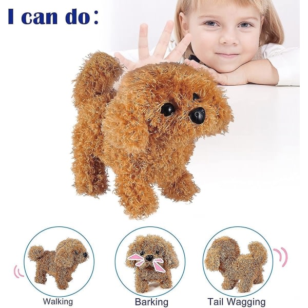 Plysch Teddy Toy Valp Electronic Interactive Pet Dog - Promenader, skällande, viftande svans, stretching sällskapsdjur for barn Barn (nalle