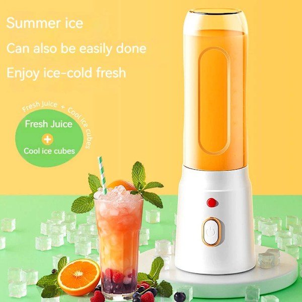 Bærbar trådløs blender elektrisk frugtjuicer maskine til orange isknusning 10 blade hjælpefødevare maskine 1500mA mixer White