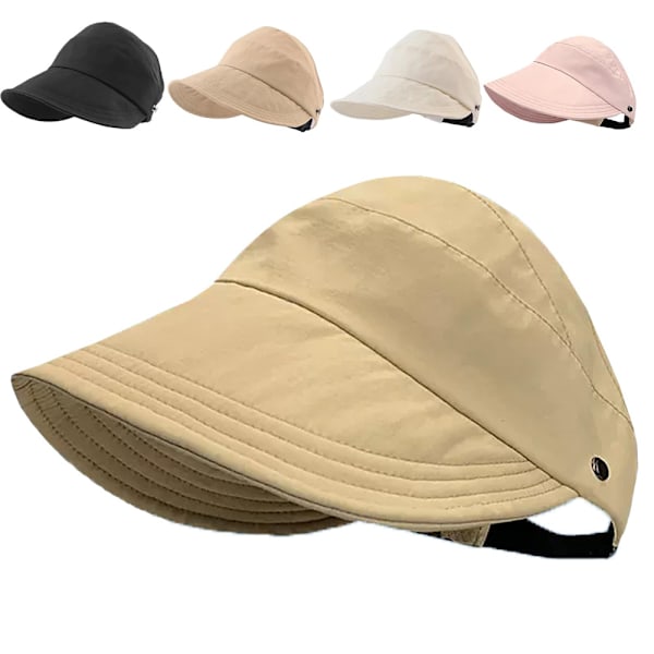 Dam Sommar Solhatt med brett brätte Anti-UV Strandvisir Kepsar Hattar Justerbar Khaki