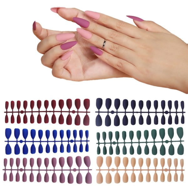 12 set falska naglar medium mandel, matt medium mandel falska naglar