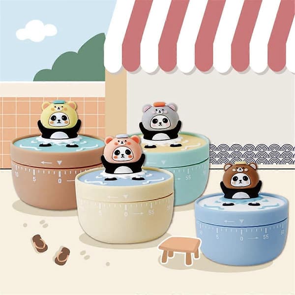 60 Min. Mekanisk Kjøkkentimer Panda Bad Manuell Timer Gul_tfrf