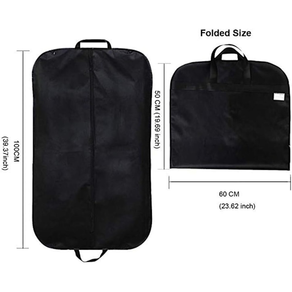 2-pack Klädfodral, 100 cm Hopfällbar Resväska för Kostymer