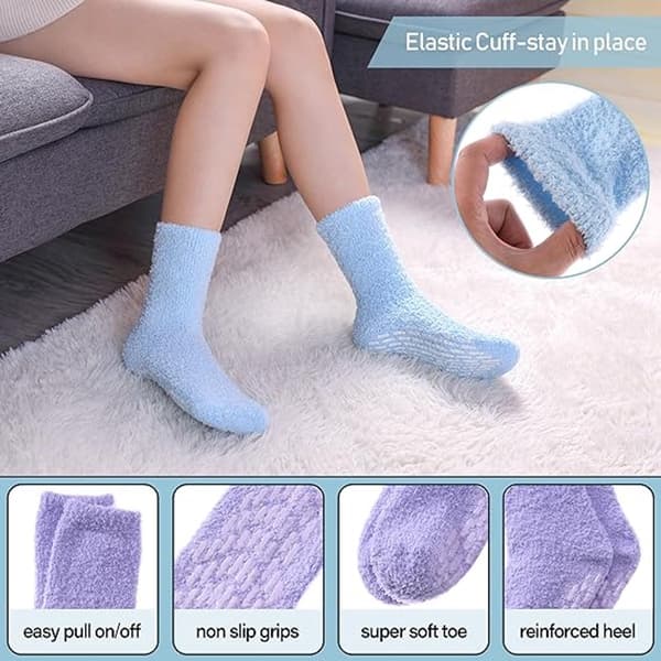Fluffy Non-Slip Indoor Socks, Super Soft and Warm for Winter - Keeps Feet Warm
