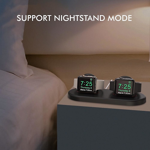 AHASTYLE PT116 Dubbel Laddningsstation för Apple Watch, Smartwatch Laddare Hållare Bas [HK] Style C Apple Watch SE (2022) Style C Apple Watch SE (2022) Black
