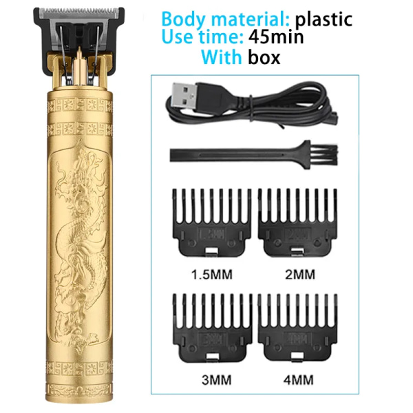 Hot Sale Vintage T9 Elektrisk Ledningsfri Hårklippningsmaskine Professionel Hår Barber Trimmer Til Mænd Clipper Shaver Beard Lighter plastic dragon2