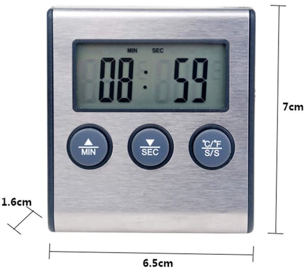 Digital kökstermometer med timer, rostfri sond med dubbel display, snabbavläsande mattermometer för grill, ugn, rök och matlagning