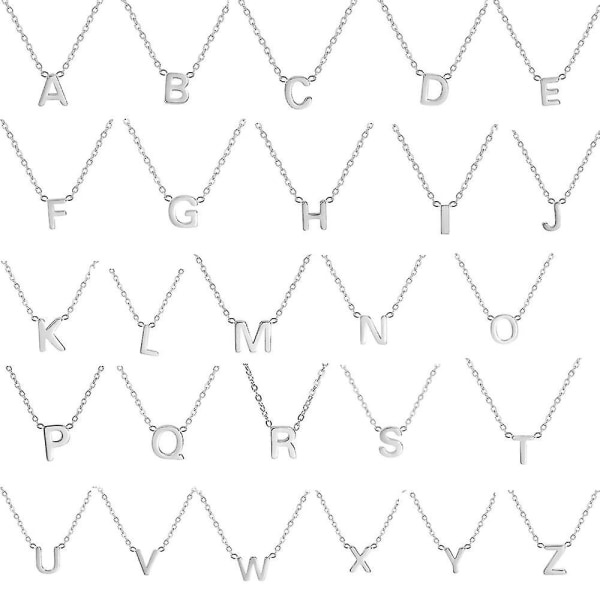 Skyrim Rustfritt stål A-z Initialbokstav Halsband för kvinnor Trendig minimalistisk alfabet Choker Halskedja Smycken Födelsedagspresent Stålfärg Z