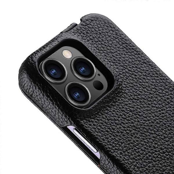 MELKCO Etui til iPhone 15 Pro Litchi Tekstur Vertikal Flip Ægte Læder+PC-beskyttelse Multicolor Style E_tfrf Multicolor Style E