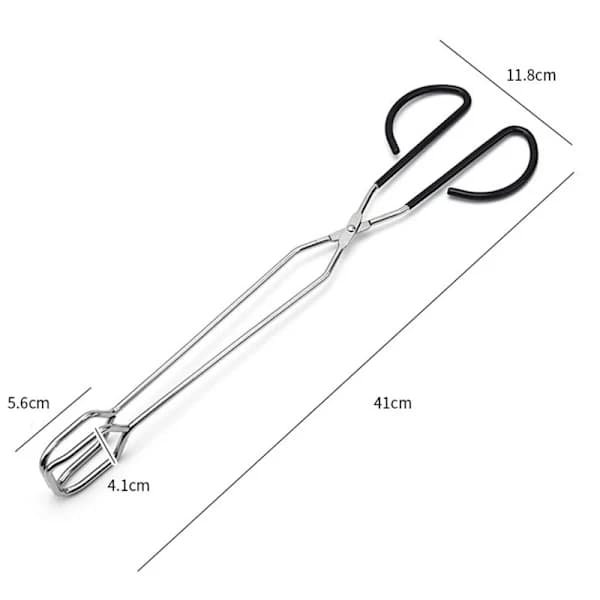 Grilltang i rustfrit stål med langt skridsikkert håndtag til madlavning, grill, camping og servering 41 cm B