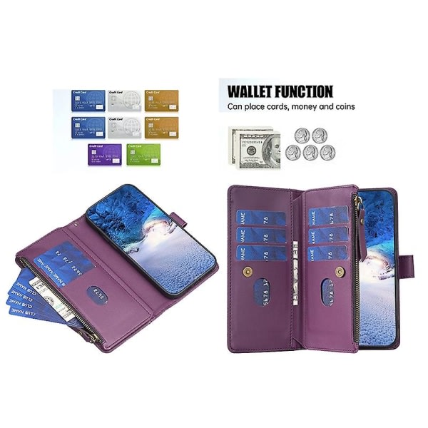Blixtlås phone case till Nokia C32 Dark Purple