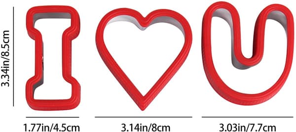 Kakeformsett, matkvalitets rustfritt stål I Hjerte U-former med PP-håndtak for Valentinsdag, bryllup og jubileer, rød