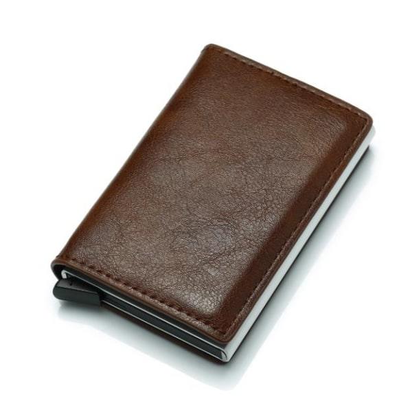 Pop Up Smart kortholder skyder frem 8 kort RFID-NFC sikker!! Brun zdq