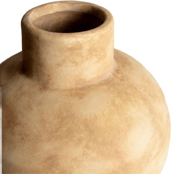 Keramisk Vase Mat Beige Rund Boho Indretning til Tørrede Blomster og Grene Rustik Middelhavsstil til Stuebord og Hylde