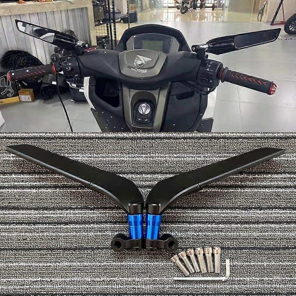 For Yamaha MT10 MT09 MT07 MT125 Motorcycle Rearview Mirror Adjustable Rotating Fixed Wind Wing Rearview Mirror-Perfet Blue_tfrf Blue