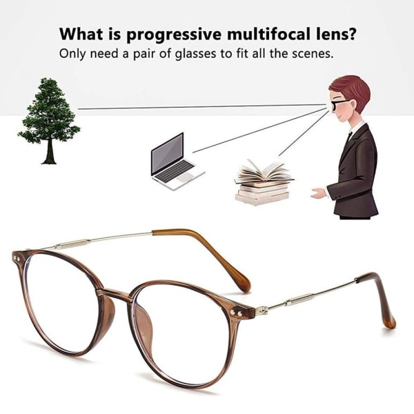 Progressiva multifokala läsglasögon Anti-blått ljus datorglasögon ögonskydd Strength 150