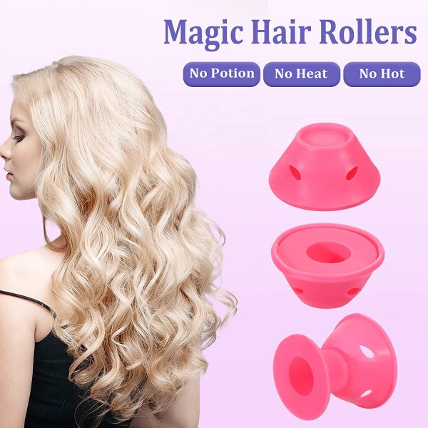 Magic Hair Rollers Silikon Hårrullare Gör själv-hårrullar Rosa