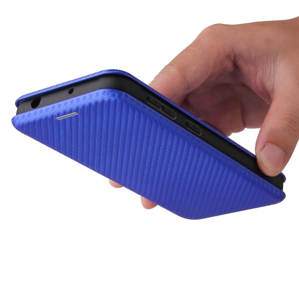 Case till Samsung Galaxy Xcover 5 Carbon Fiber Case Folio Flip Skyddande magnetiskt cover Etui Coque Blå ingen