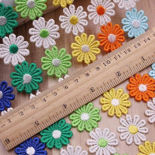 15 meter/pose stofblonde Daisy Flower broderi blonde trim til boligindretning tøj gavekurve - Kaffe CDQ