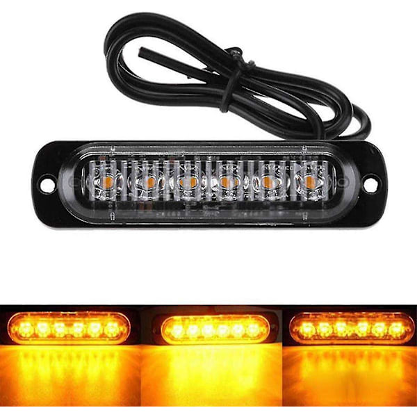 4 st 18W 6 LED Slim Amber Gul Strobe Flash Blixt Bar Bil Lastbil Nödsignal Parkeringsljus Lampa 12-24V